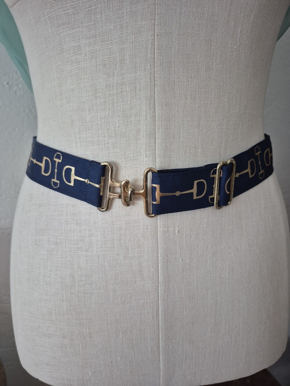 Gold And Navy Snaffle Bit Belt